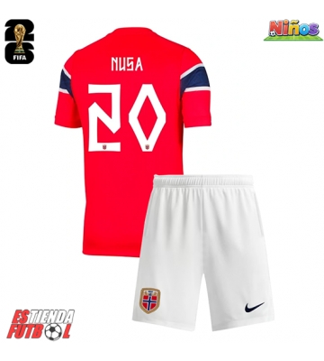Noruega Antonio Nusa #20 Primera Equipación Niños Mundial 2026 Manga Corta (+ Pantalones cortos)